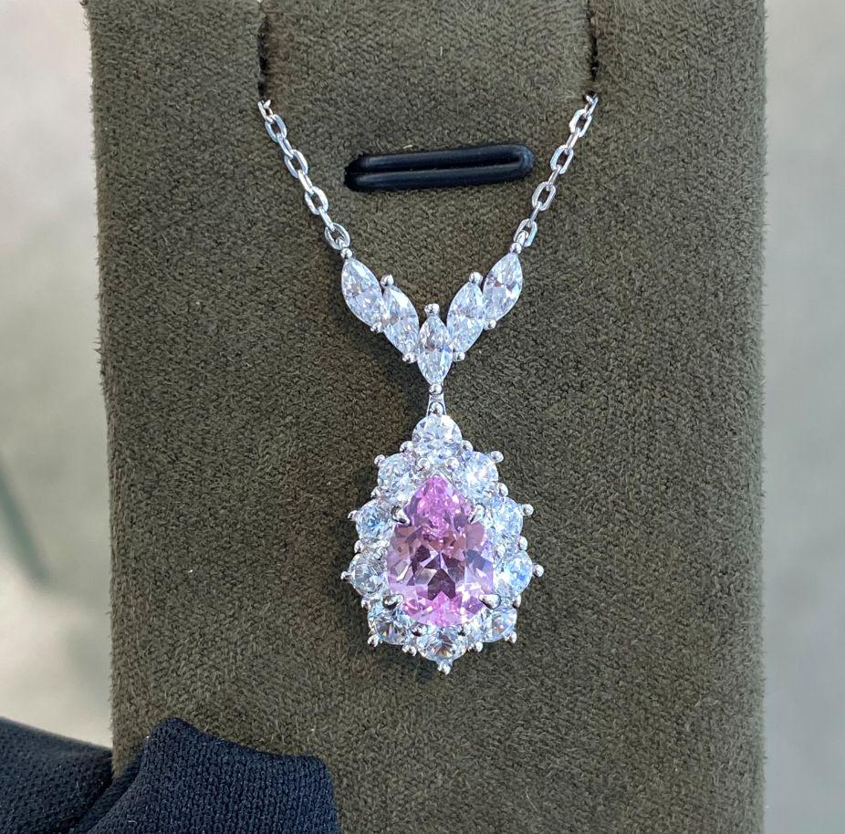 Blush Promise — Sterling Silver Morganite Pendant Necklace — hallmarked S925 sterling silver, numbered piece | LOTTE — view 1