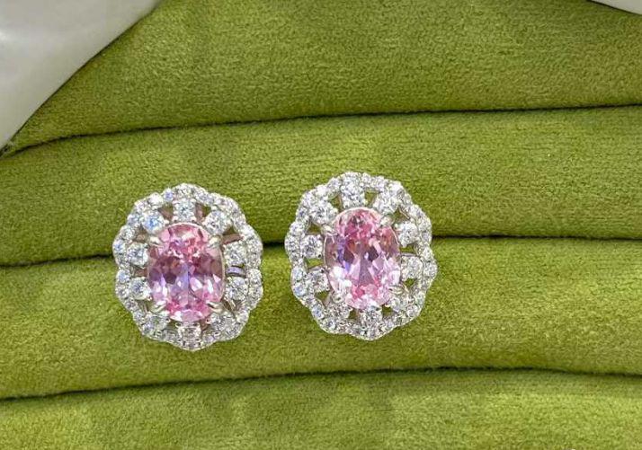 Twin Light Halo Studs, Cultivated Rose, Flower Halo Pair — image 1